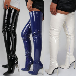 Shiny Stiletto Boots - Goth Mall