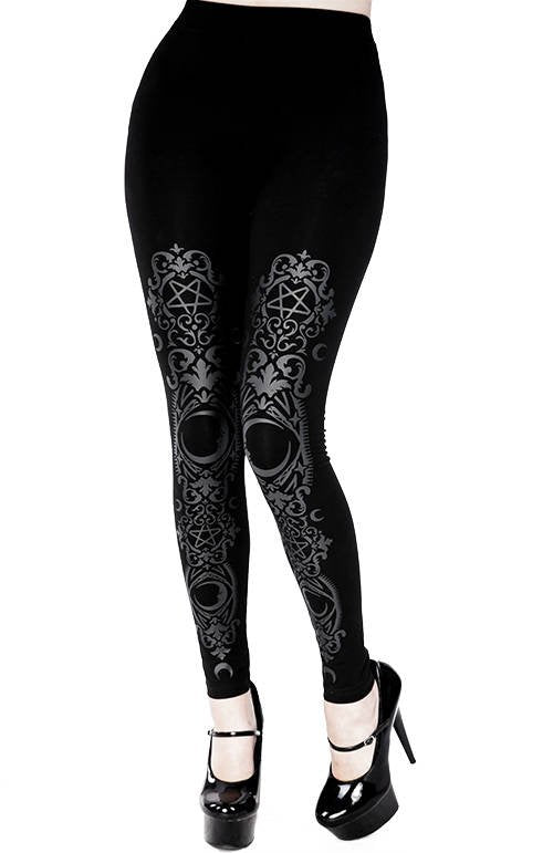Gothic Leggings, Plus Size Printed Leggings for Women, Goth