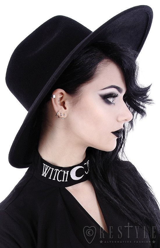 Gothic Wide Brim Witch Hat - Goth Mall