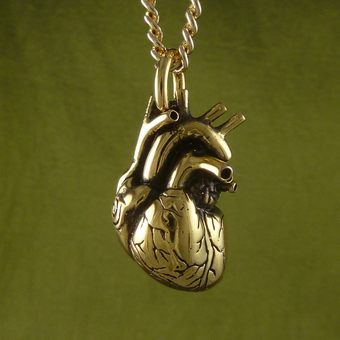 24K Gold Anatomical Heart Necklace - Goth Mall