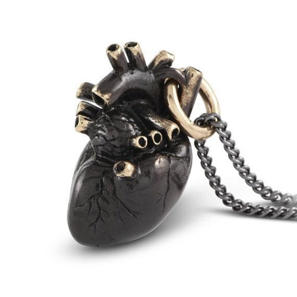 Black Anatomical Heart Necklace - Goth Mall