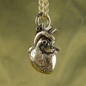Bronze Anatomical Heart Necklace - Goth Mall