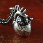 Silver Anatomical Heart Necklace - Goth Mall