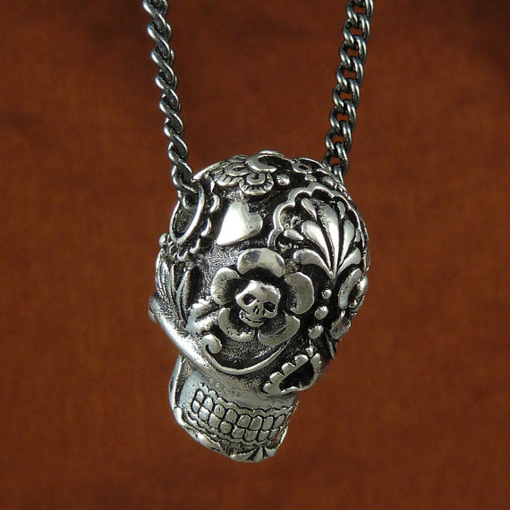 Day of the Dead Sugar Skull Necklace - Goth Mall