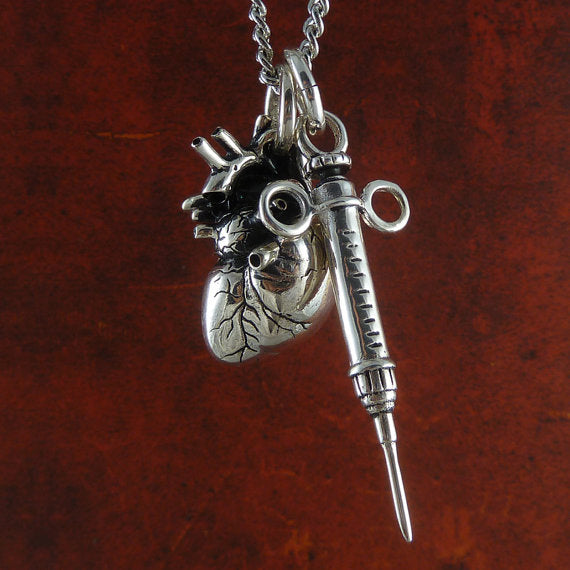 Heart & Syringe Necklace - Goth Mall