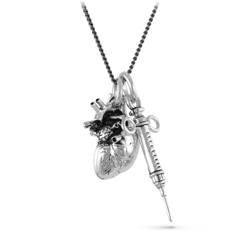 Heart & Syringe Necklace - Goth Mall