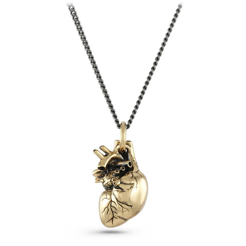 Bronze Anatomical Heart Necklace - Goth Mall