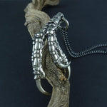 White Bronze Crow Claw Necklace - Goth Mall
