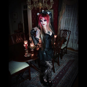 Gothic Vampire Corset Top Black / L
