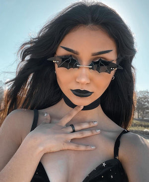 goth goggles Bat Sunglasses Blackest Black