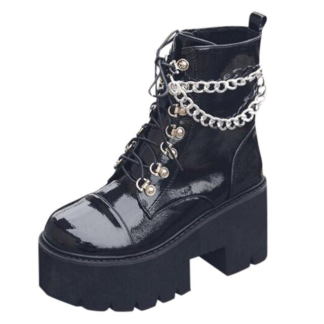 The Ankle Chain Boots - Goth Mall