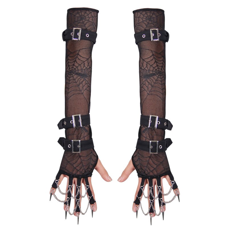Spider Strap Gloves - Goth Mall
