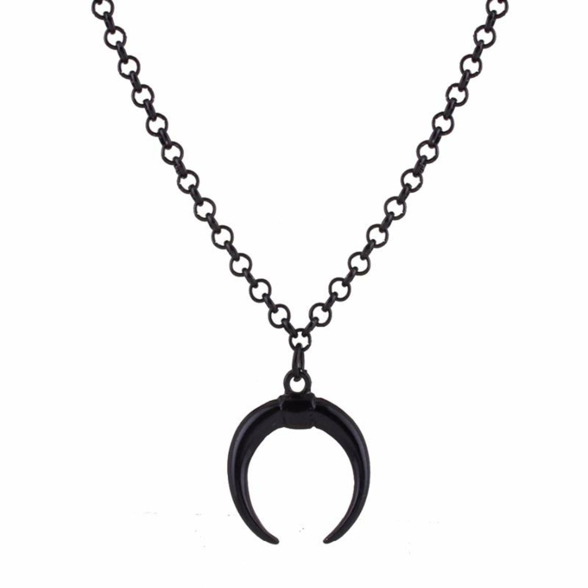 Black Crescent Moon Necklace - Goth Mall