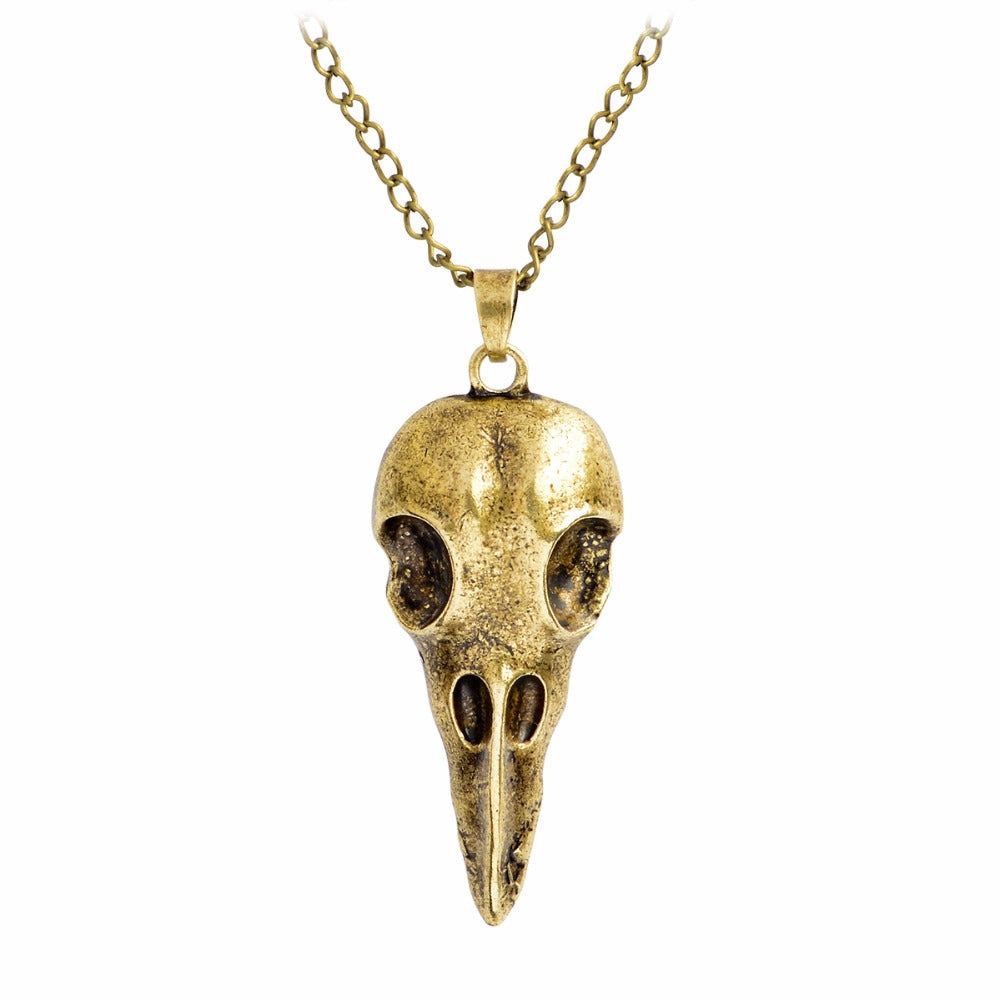 Raven Skull Pendant Necklace - Goth Mall