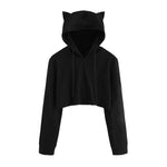 Devil Cat Crop Hoodie - Goth Mall