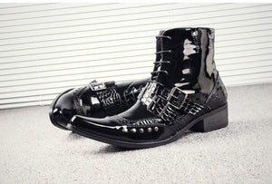 Punk Pike Snakeskin Boots - Goth Mall