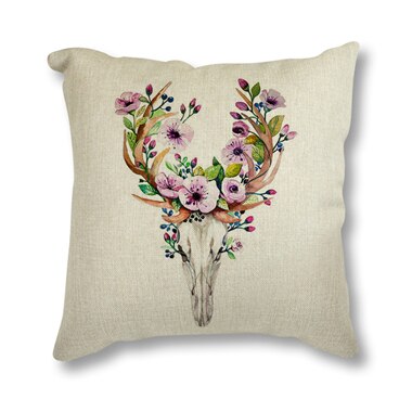 Floral Antler Throw Pillow Case - Goth Mall