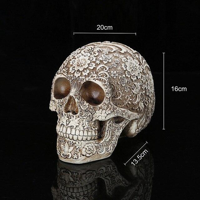 Carved Floral Skull Ornament - Goth Mall